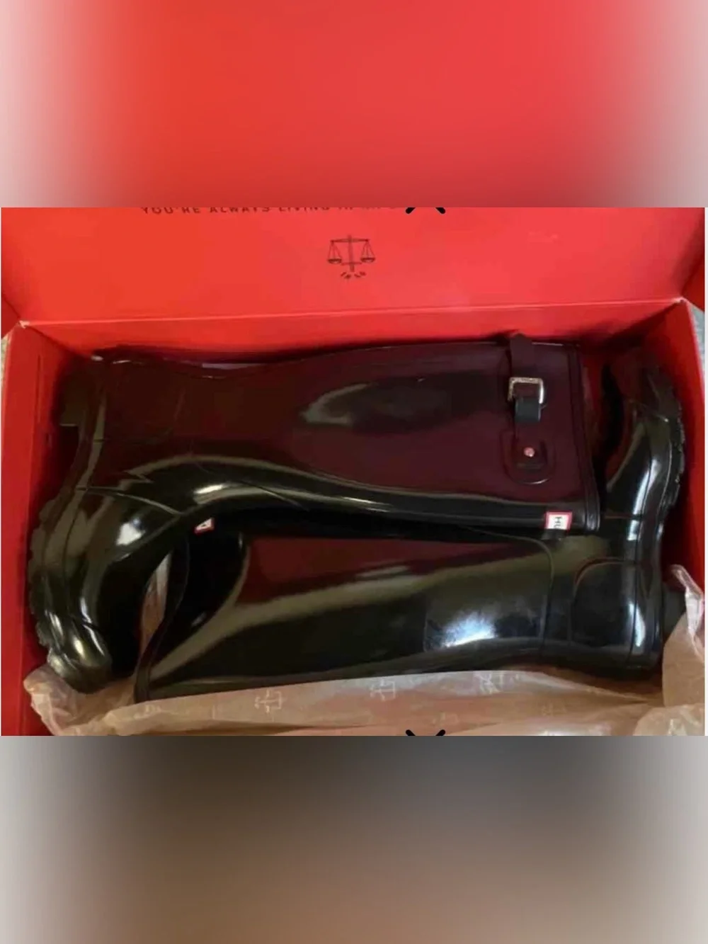New in Box Hunter Women's Originally Gloss Tall Black Rain Boots